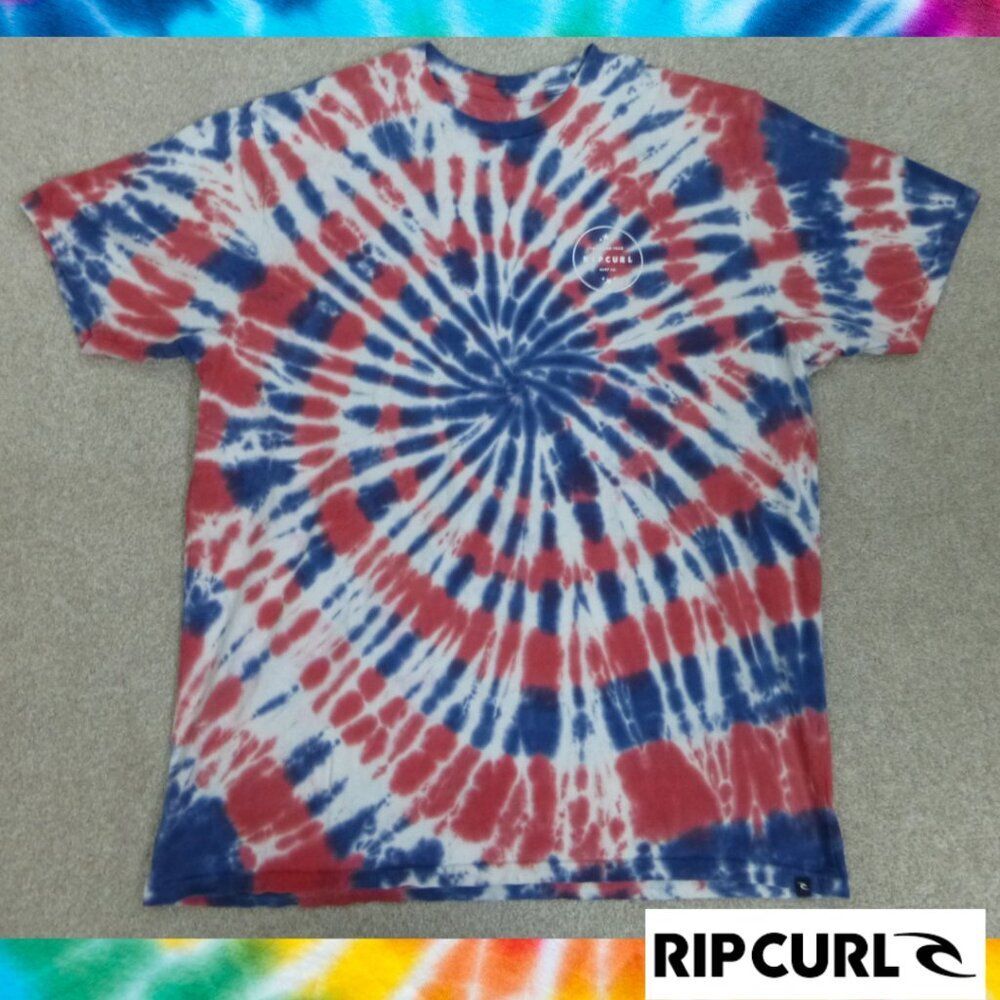 Rip Curl Red, White, and Blue Tie Dye Surfer T-Shirt